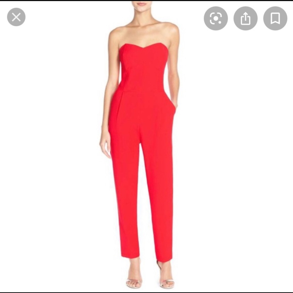 H&M red strapless jumpsuit